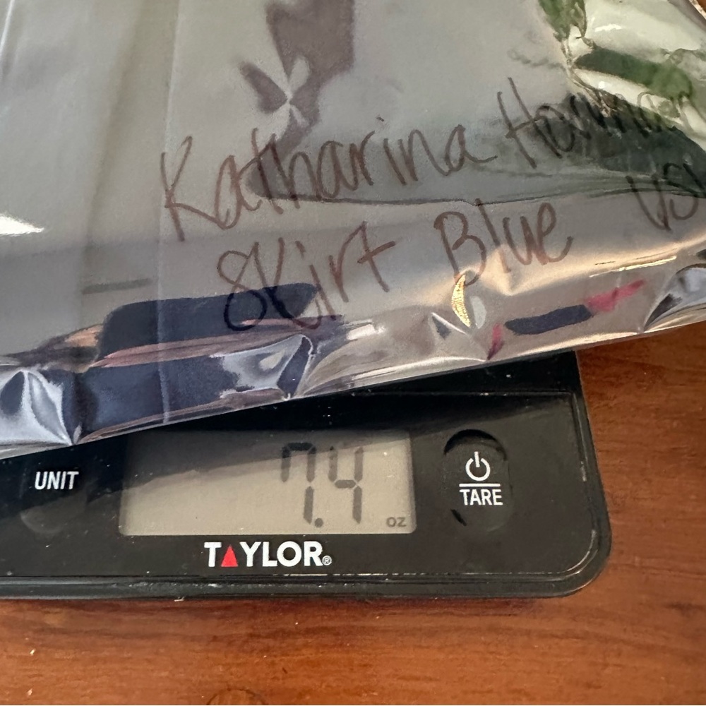 Katharina Hovman Taffeta Skirt Midi Marine Blue Elastic Waist Pocket Purist US12 - Picture 11 of 11